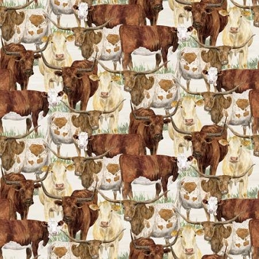 The Homestead - Herd of Cattle - CD18231 Cream - by Tara Reed - Riley Blake Designs - 100% Cotton